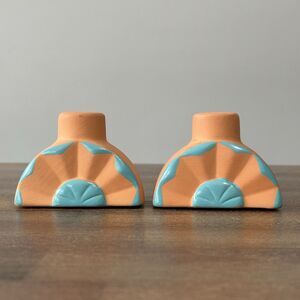 Vtg 80s Applause Salt Pepper Shaker Set Southwestern Terracotta Native Pottery